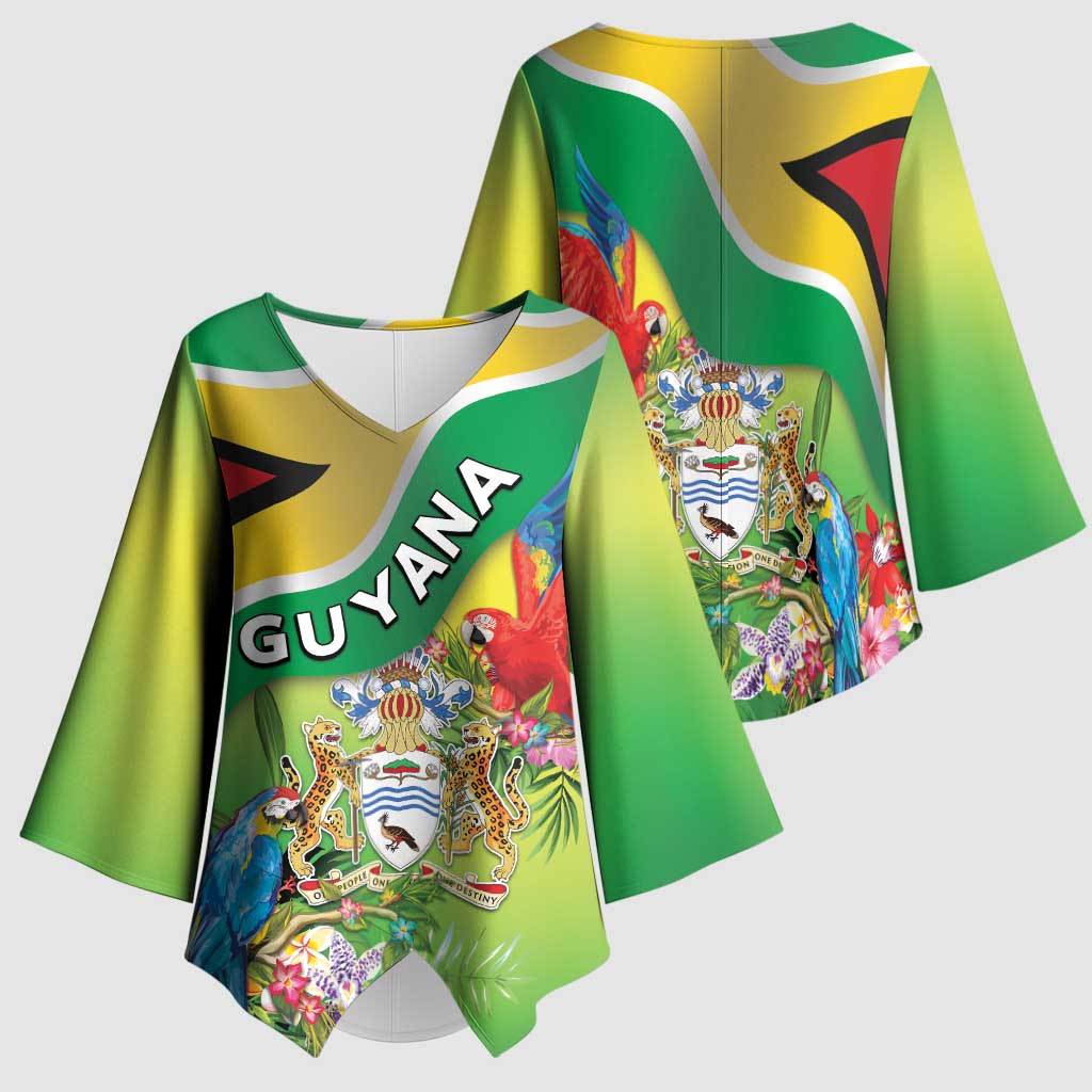 Guyana Republic Day Kimono Sleeve Blouse Happy Mashramani Flag Style