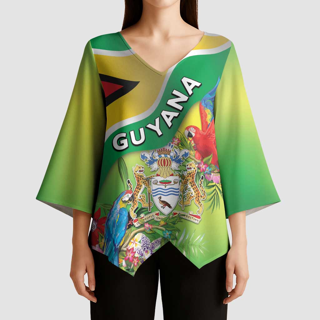 Guyana Republic Day Kimono Sleeve Blouse Happy Mashramani Flag Style