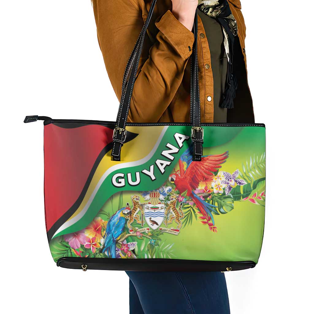 Guyana Republic Day Leather Tote Bag Happy Mashramani Flag Style