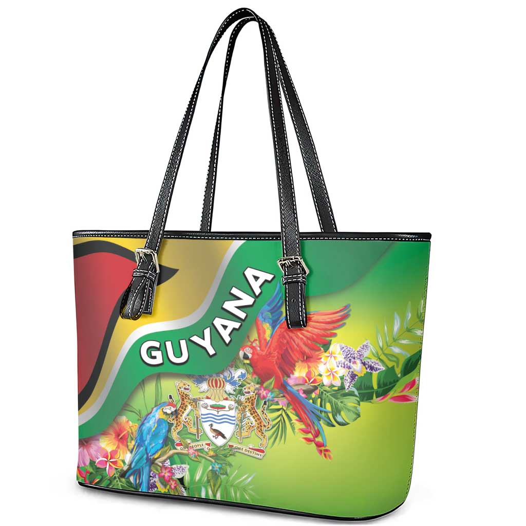 Guyana Republic Day Leather Tote Bag Happy Mashramani Flag Style