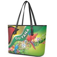 Guyana Republic Day Leather Tote Bag Happy Mashramani Flag Style
