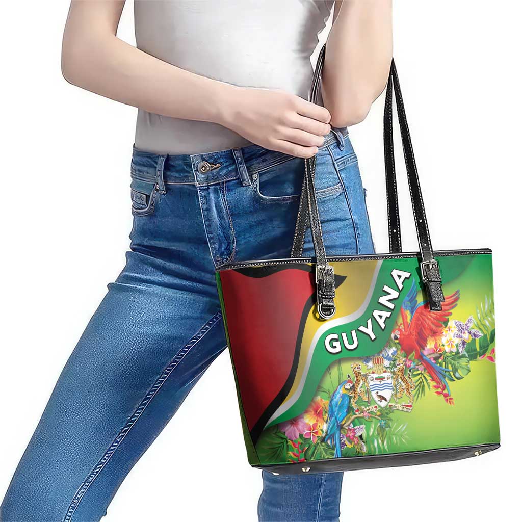 Guyana Republic Day Leather Tote Bag Happy Mashramani Flag Style