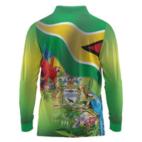 Guyana Republic Day Long Sleeve Polo Shirt Happy Mashramani Flag Style