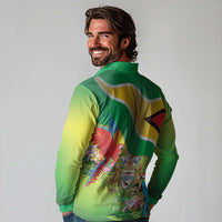 Guyana Republic Day Long Sleeve Polo Shirt Happy Mashramani Flag Style