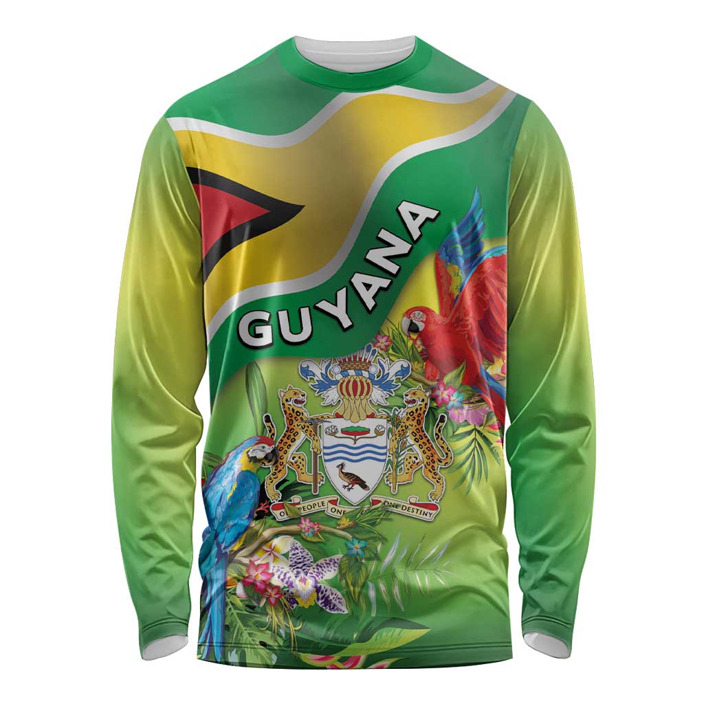 Guyana Republic Day Long Sleeve Shirt Happy Mashramani Flag Style
