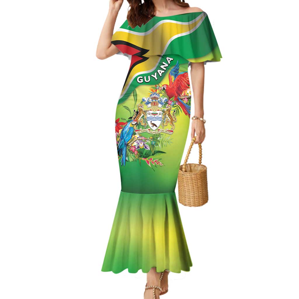 Guyana Republic Day Mermaid Dress Happy Mashramani Flag Style