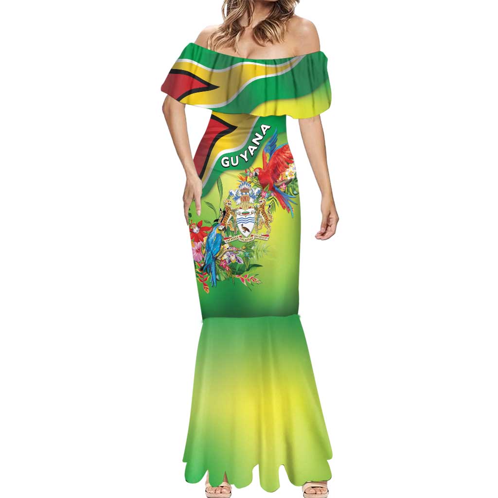 Guyana Republic Day Mermaid Dress Happy Mashramani Flag Style