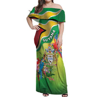 Guyana Republic Day Off Shoulder Maxi Dress Happy Mashramani Flag Style