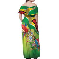 Guyana Republic Day Off Shoulder Maxi Dress Happy Mashramani Flag Style