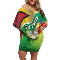 Guyana Republic Day Off Shoulder Short Dress Happy Mashramani Flag Style
