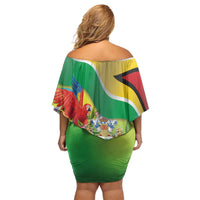 Guyana Republic Day Off Shoulder Short Dress Happy Mashramani Flag Style