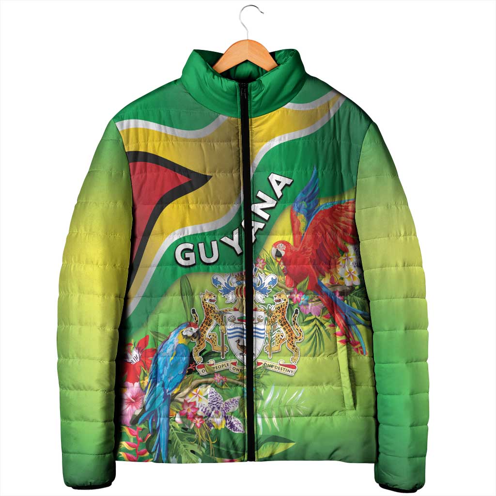 Guyana Republic Day Padded Jacket Happy Mashramani Flag Style