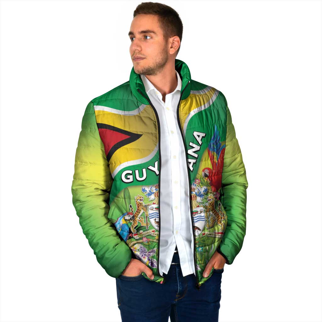 Guyana Republic Day Padded Jacket Happy Mashramani Flag Style