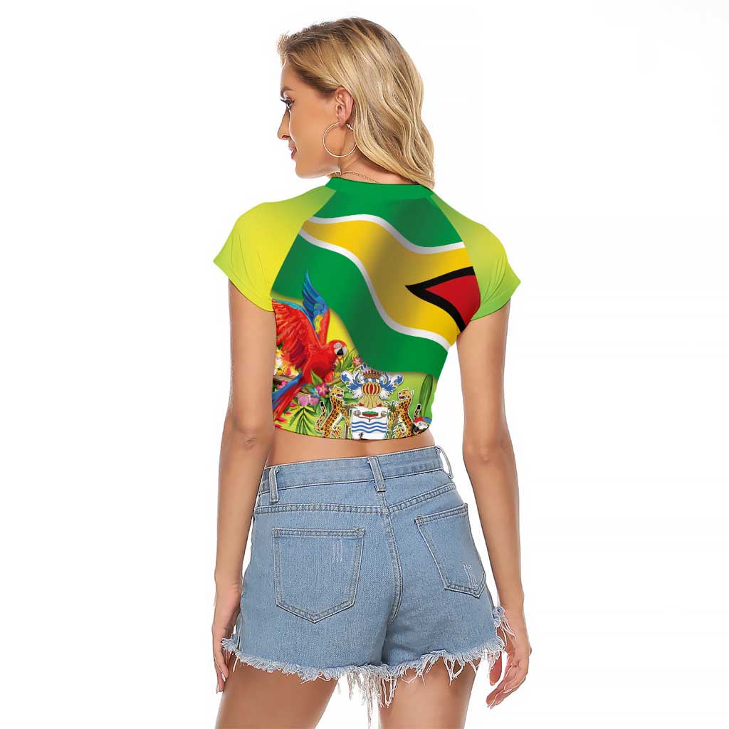 Guyana Republic Day Raglan Cropped T Shirt Happy Mashramani Flag Style