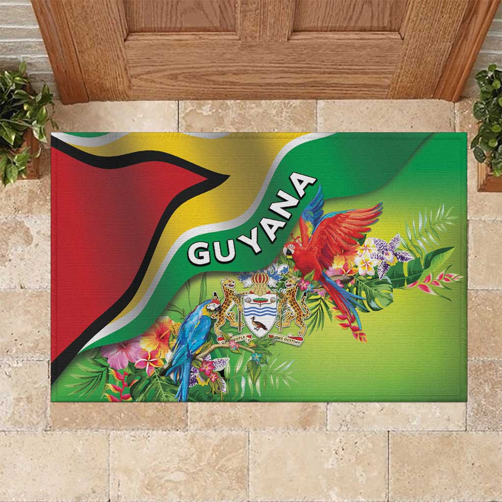 Guyana Republic Day Rubber Doormat Happy Mashramani Flag Style