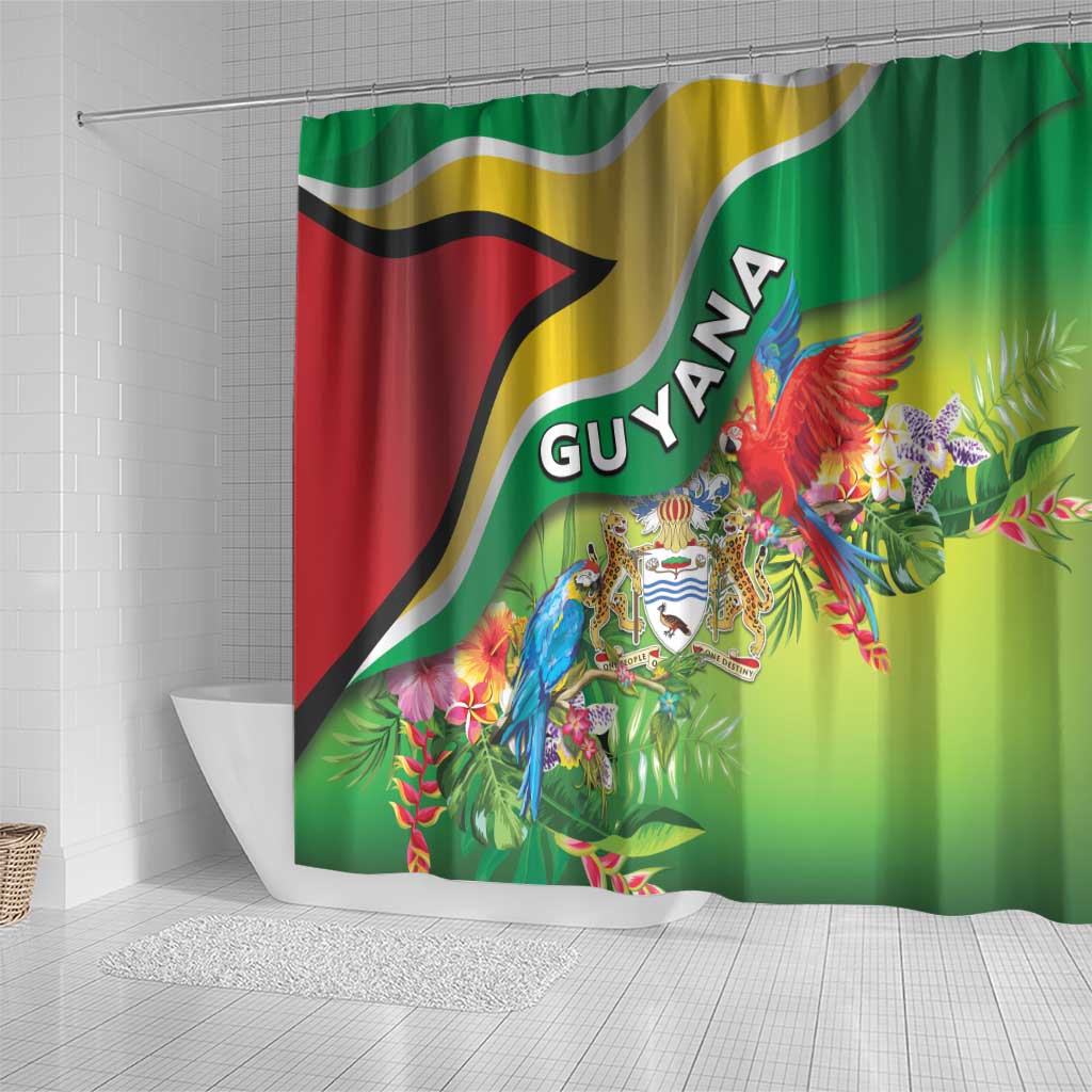 Guyana Republic Day Shower Curtain Happy Mashramani Flag Style