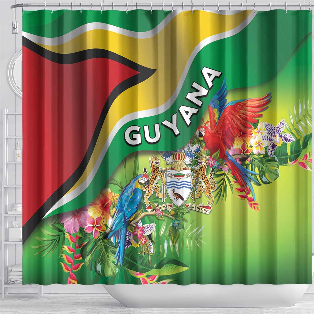 Guyana Republic Day Shower Curtain Happy Mashramani Flag Style