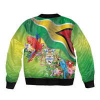 Guyana Republic Day Sleeve Zip Bomber Jacket Happy Mashramani Flag Style
