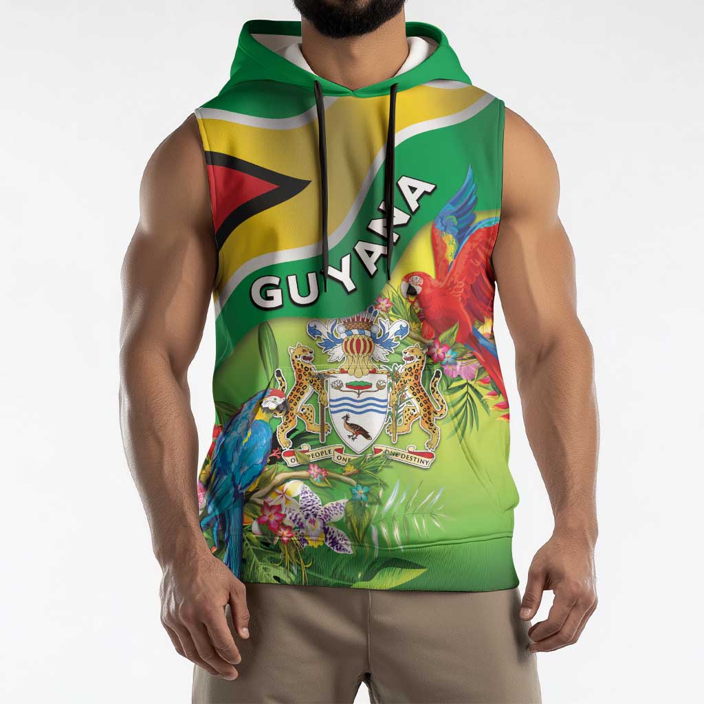 Guyana Republic Day Sleeveless Hoodie Happy Mashramani Flag Style