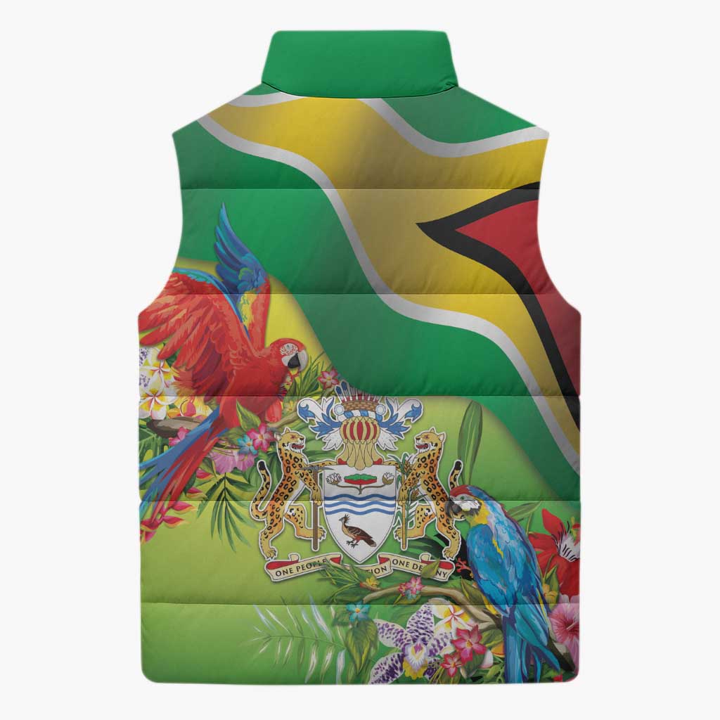 Guyana Republic Day Sleeveless Puffer Jacket Happy Mashramani Flag Style