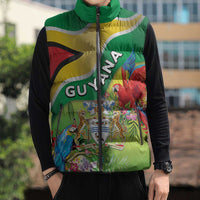 Guyana Republic Day Sleeveless Puffer Jacket Happy Mashramani Flag Style