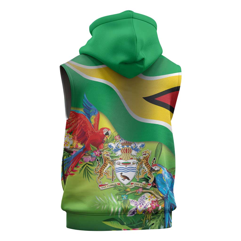 Guyana Republic Day Sleeveless Zip Hoodie Happy Mashramani Flag Style