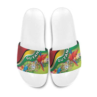 Guyana Republic Day Slide Sandals Happy Mashramani Flag Style