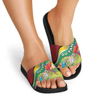 Guyana Republic Day Slide Sandals Happy Mashramani Flag Style
