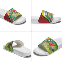 Guyana Republic Day Slide Sandals Happy Mashramani Flag Style