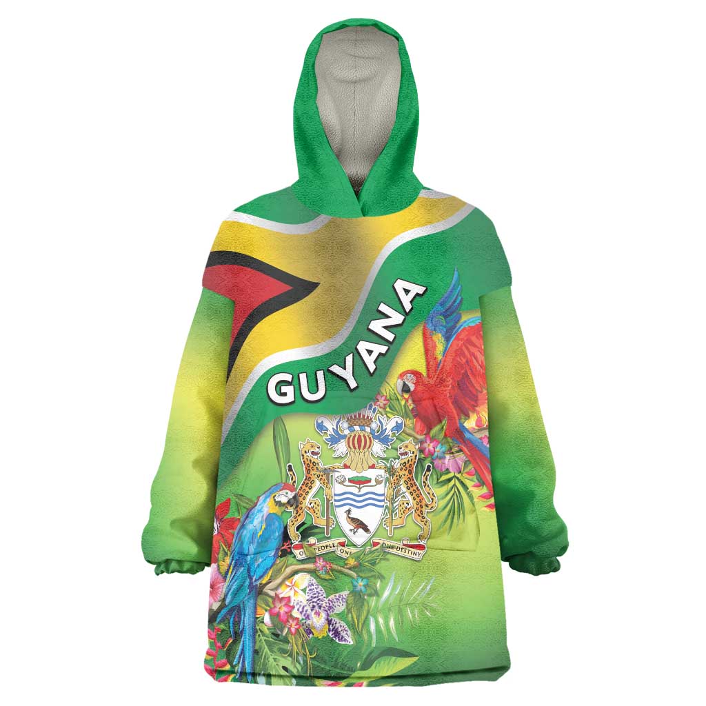 Guyana Republic Day Wearable Blanket Hoodie Happy Mashramani Flag Style