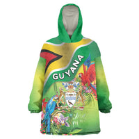 Guyana Republic Day Wearable Blanket Hoodie Happy Mashramani Flag Style
