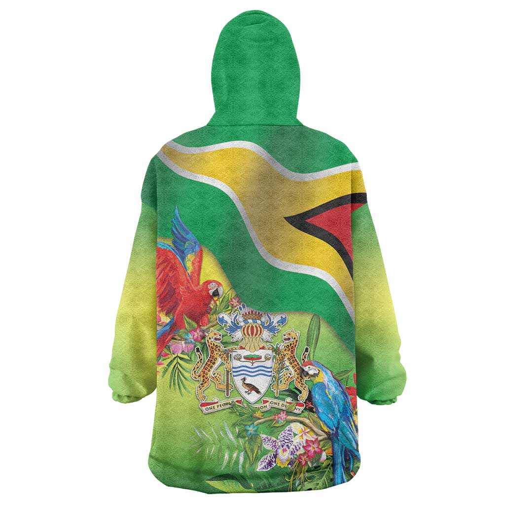 Guyana Republic Day Wearable Blanket Hoodie Happy Mashramani Flag Style