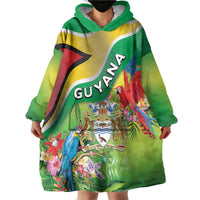 Guyana Republic Day Wearable Blanket Hoodie Happy Mashramani Flag Style