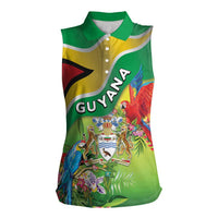 Guyana Republic Day Women Sleeveless Polo Shirt Happy Mashramani Flag Style