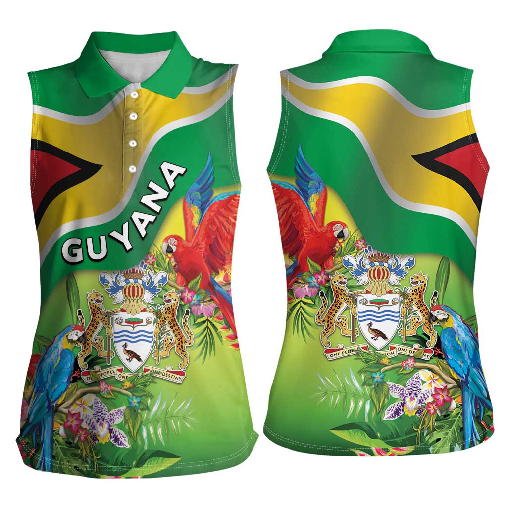 Guyana Republic Day Women Sleeveless Polo Shirt Happy Mashramani Flag Style