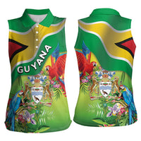 Guyana Republic Day Women Sleeveless Polo Shirt Happy Mashramani Flag Style