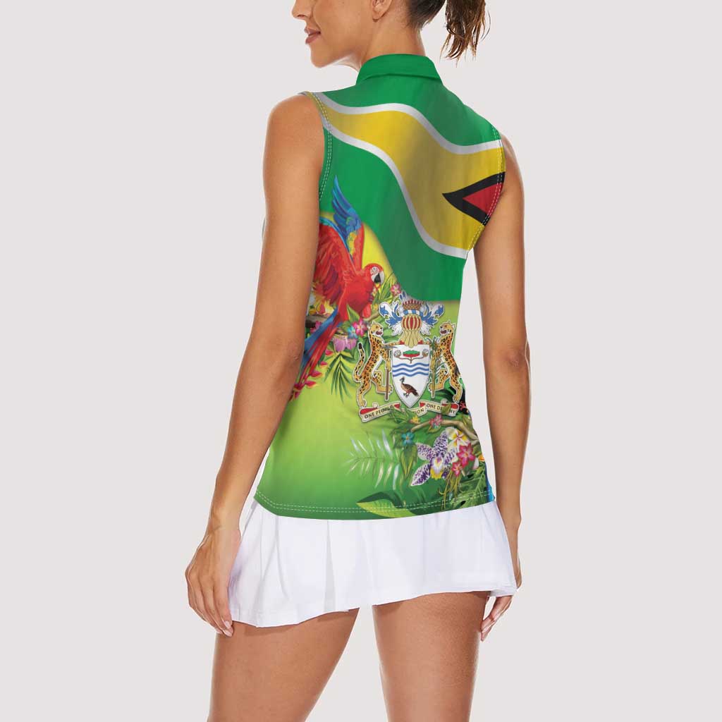 Guyana Republic Day Women Sleeveless Polo Shirt Happy Mashramani Flag Style