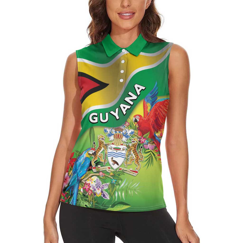 Guyana Republic Day Women Sleeveless Polo Shirt Happy Mashramani Flag Style