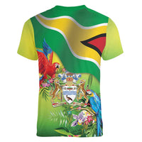 Guyana Republic Day Women V-Neck T-Shirt Happy Mashramani Flag Style