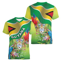 Guyana Republic Day Women V-Neck T-Shirt Happy Mashramani Flag Style