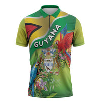 Guyana Republic Day Zipper Polo Shirt Happy Mashramani Flag Style