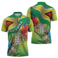 Guyana Republic Day Zipper Polo Shirt Happy Mashramani Flag Style
