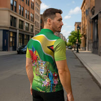 Guyana Republic Day Zipper Polo Shirt Happy Mashramani Flag Style