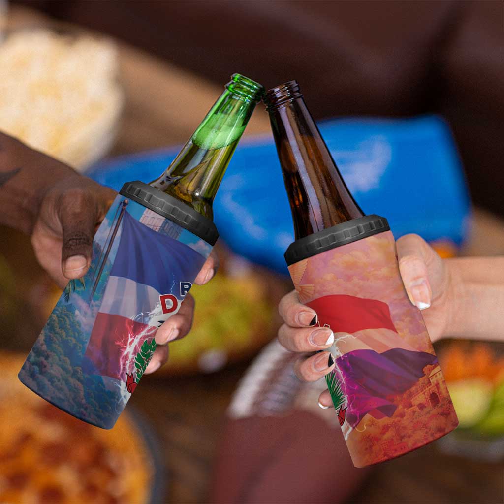 Dominican Republic 4 in 1 Can Cooler Tumbler Happy Independence Day