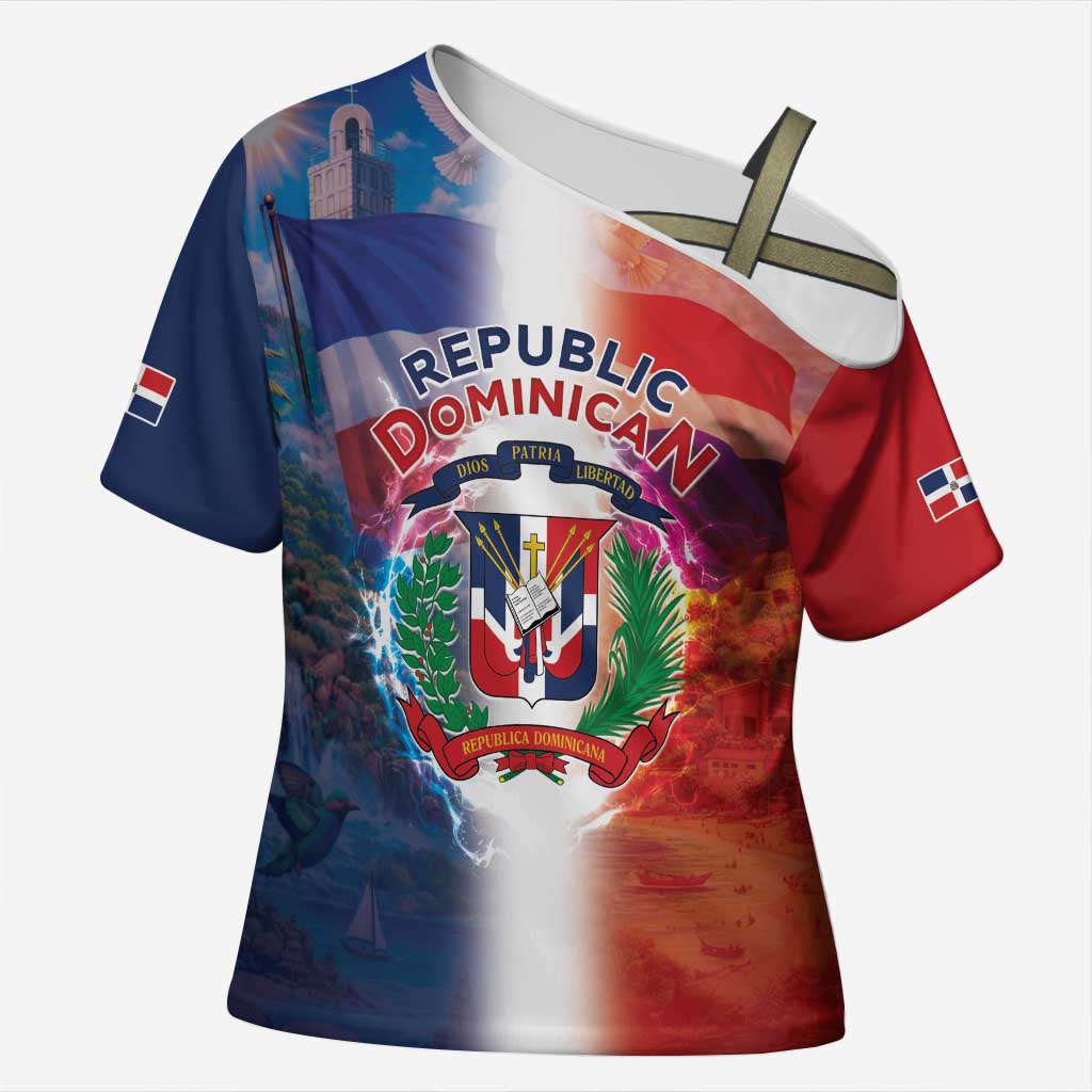 Dominican Republic Cross Shoulder Shirt Happy Independence Day