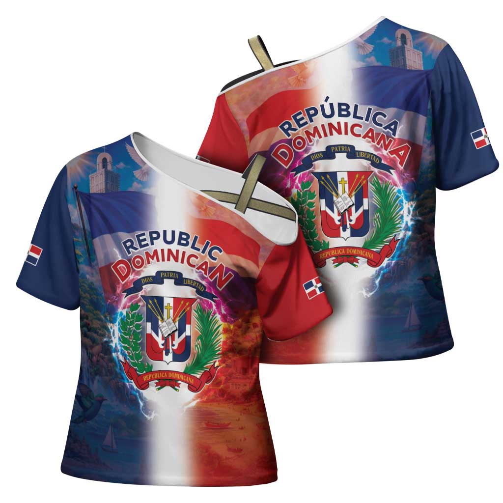 Dominican Republic Cross Shoulder Shirt Happy Independence Day