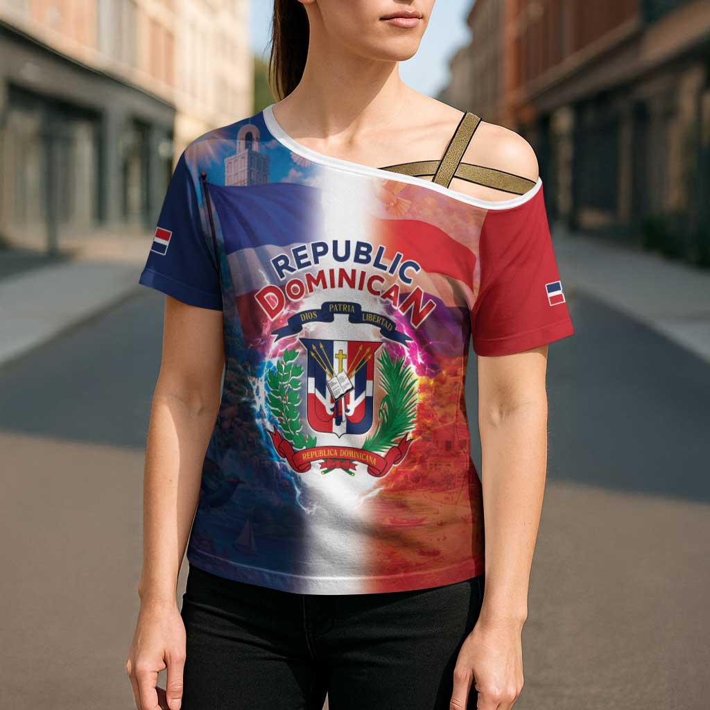 Dominican Republic Cross Shoulder Shirt Happy Independence Day