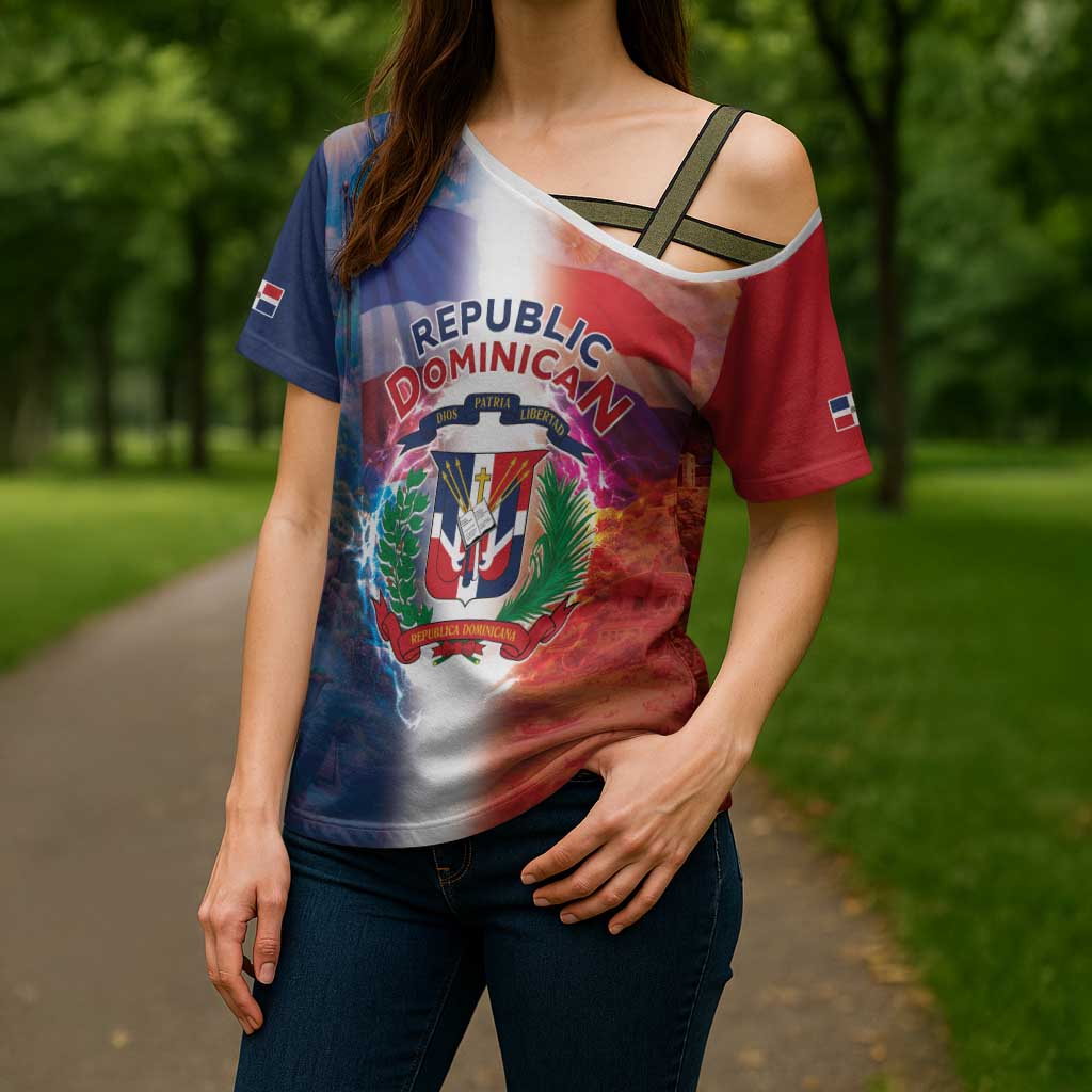 Dominican Republic Cross Shoulder Shirt Happy Independence Day