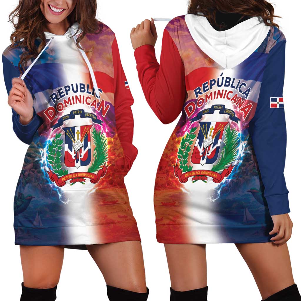 Dominican Republic Hoodie Dress Happy Independence Day