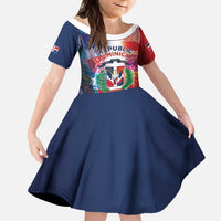 Dominican Republic Kid Short Sleeve Dress Happy Independence Day